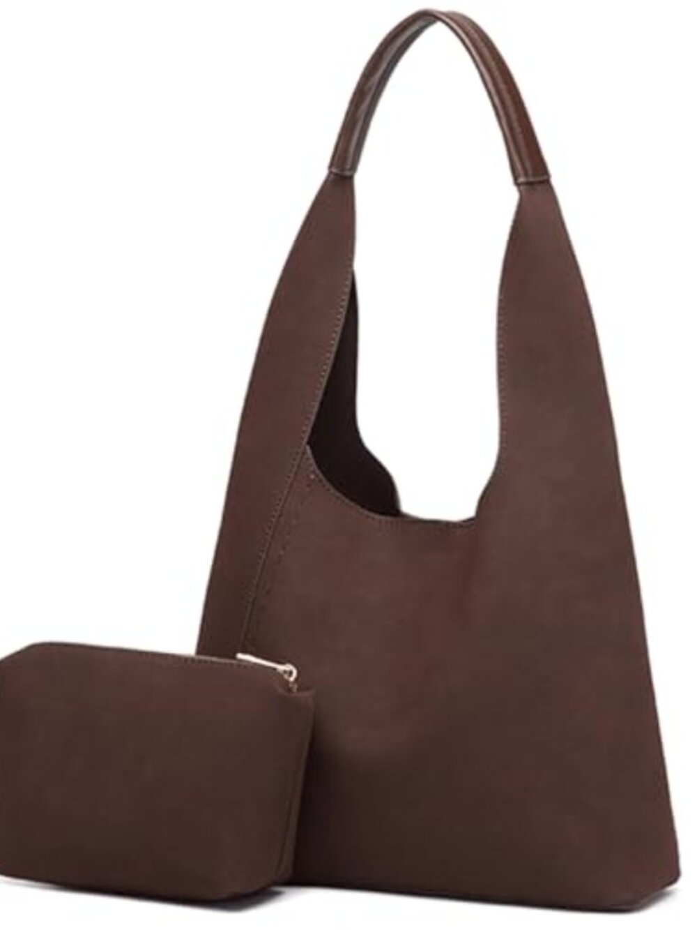 Retro Vegan Leather Faux Suede Shoulder Bag Tote Magnetic Closure
